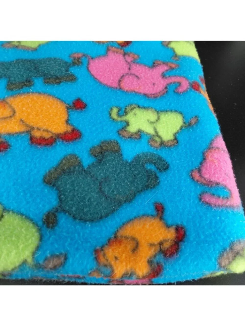 Handmade Baby Crib Blanket Multicolor Elephants Fleece Satin Trim 28x30 Boys